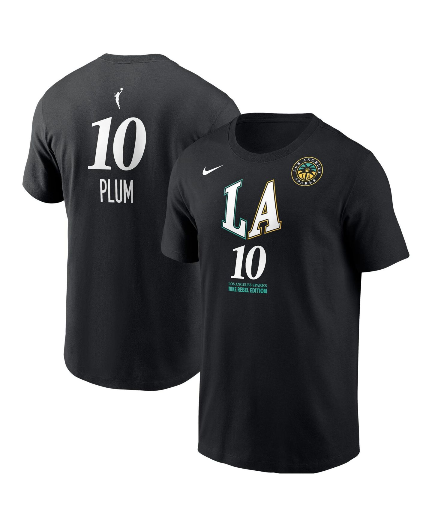 Мужская футболка Nike Kelsey Plum Black Los Angeles Sparks Name & Number Rebel Edition — фото 1