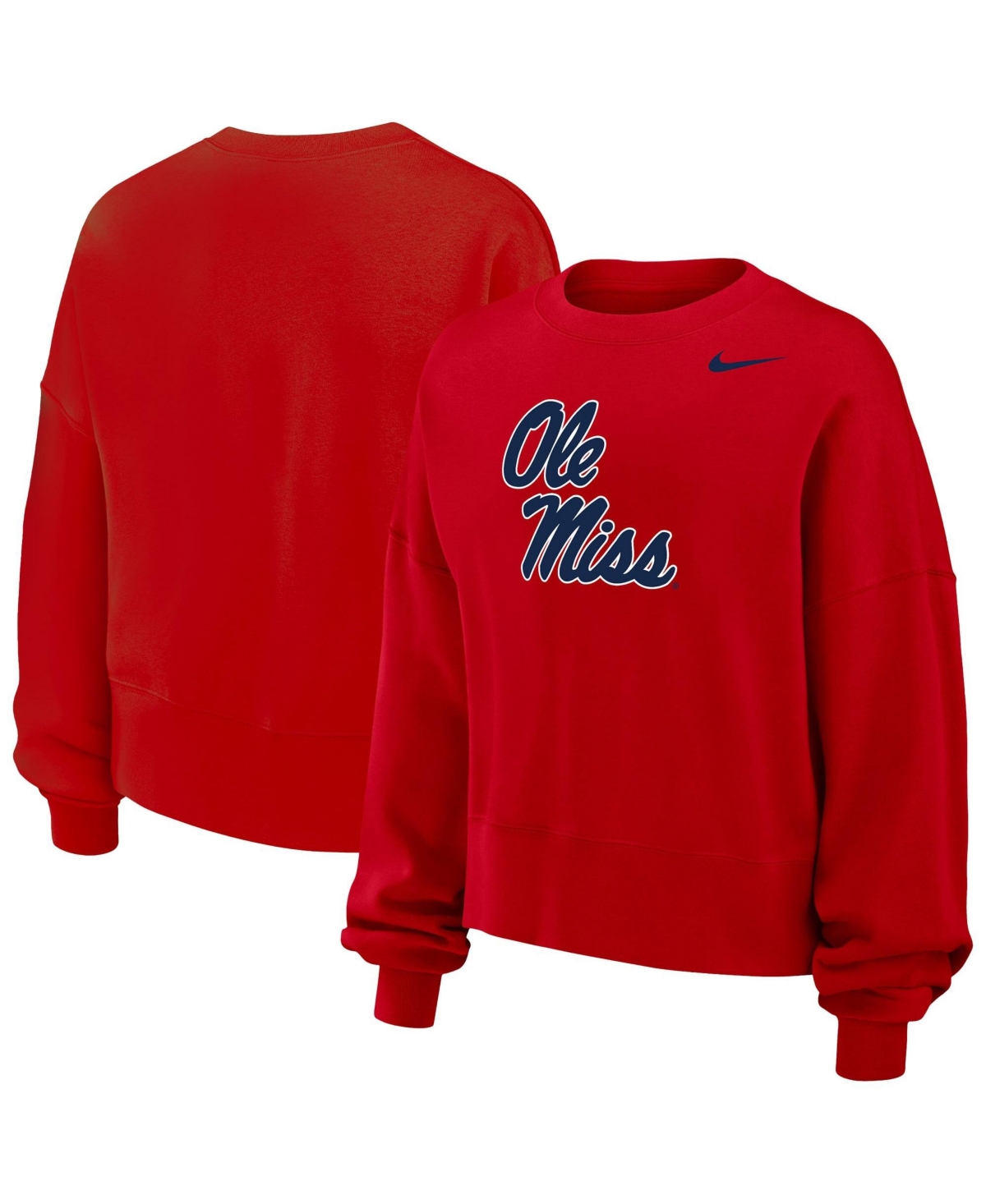 Nike Women's Phoenix Crewneck Graphic Long-Sleeve Sweatshirt - Red