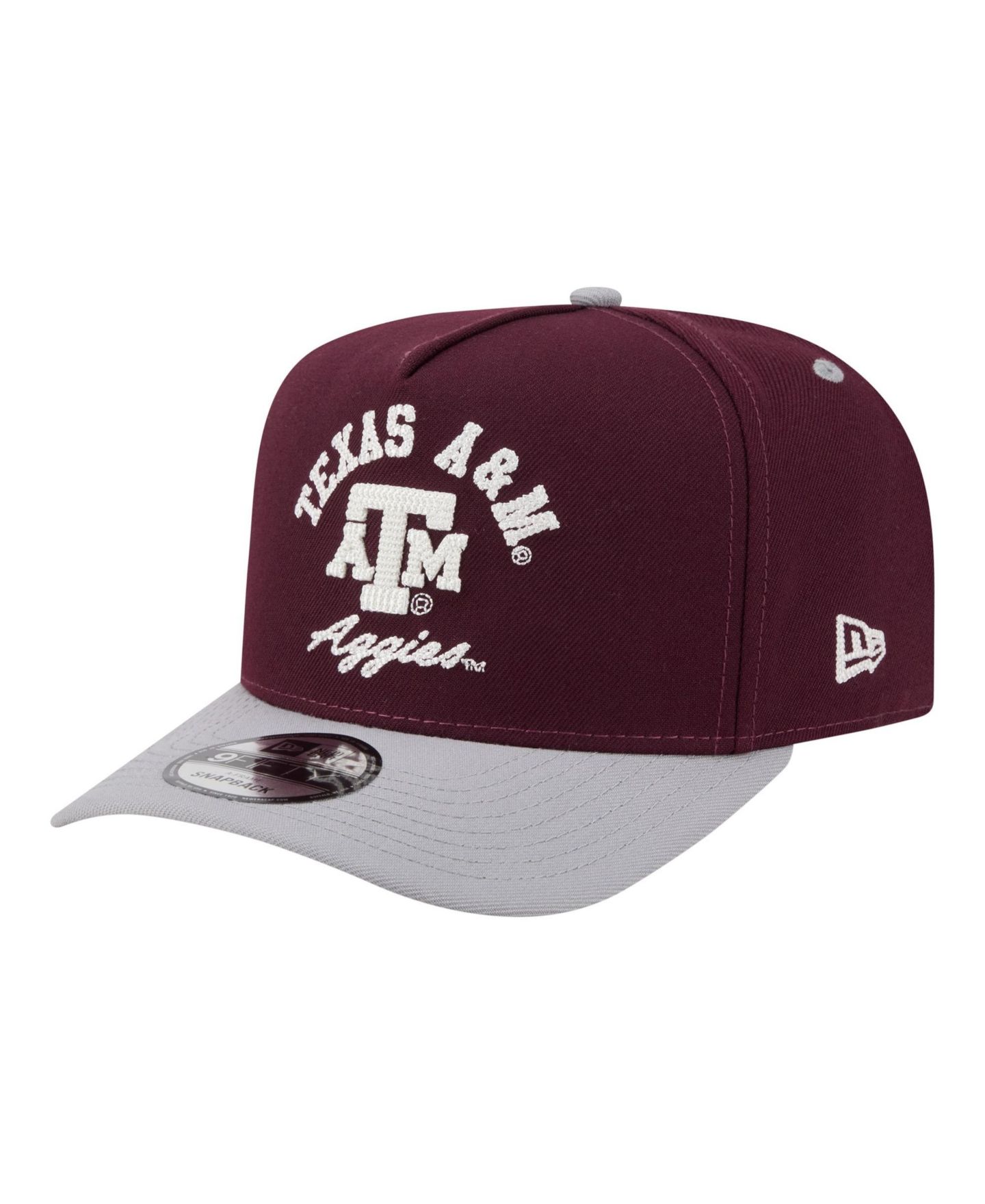 Мужская кепка New Era Maroon/Gray Texas A&M Aggies Two-Tone Arched 9FIFTY Snapback Hat — фото 3