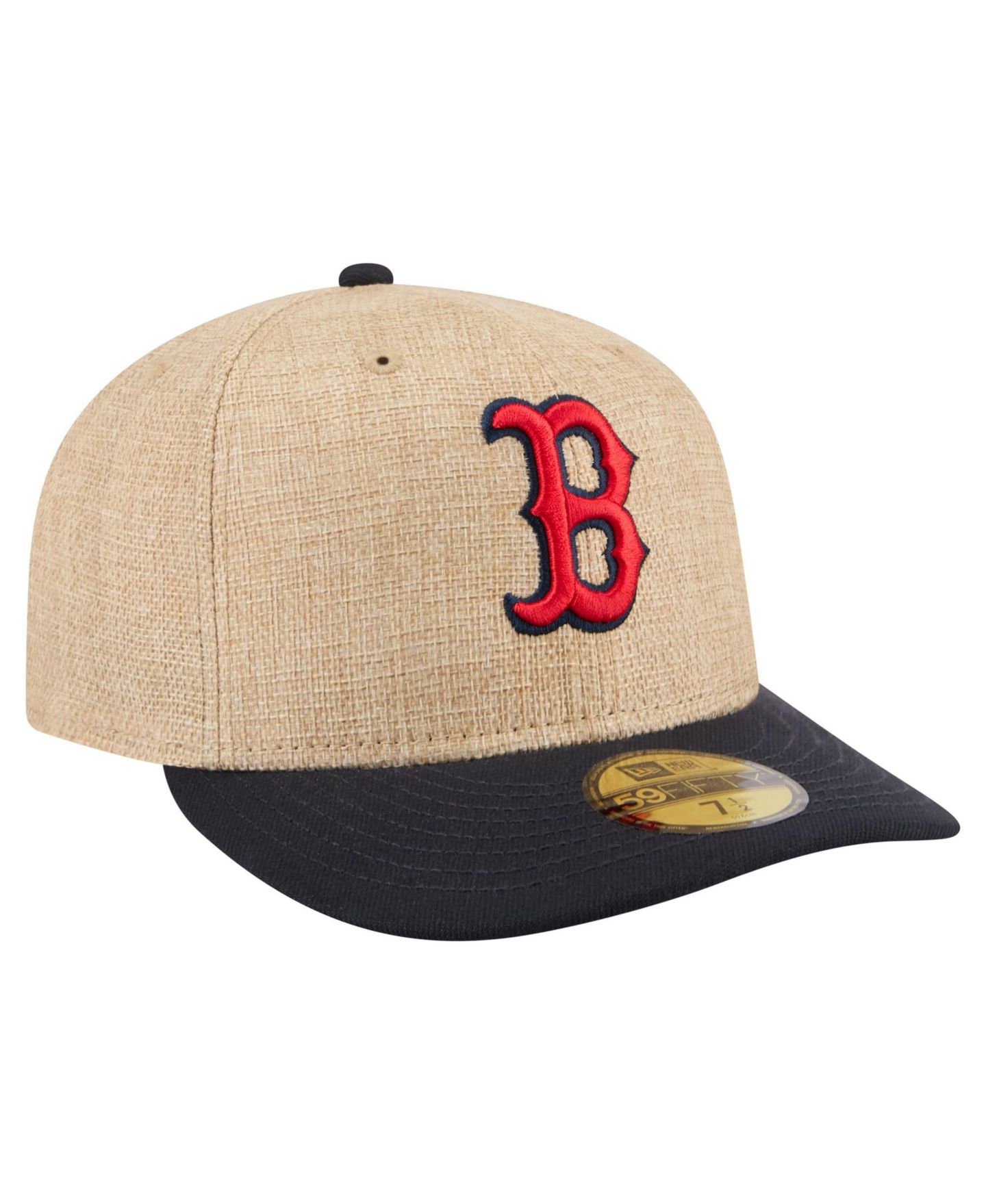 Мужская кепка New Era Natural/Navy Boston Red Sox Twine 59FIFTY Fitted Hat — фото 3