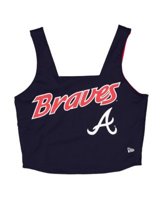 Women's Navy Atlanta Braves Reversible Cropped Sport Classics Tank Top