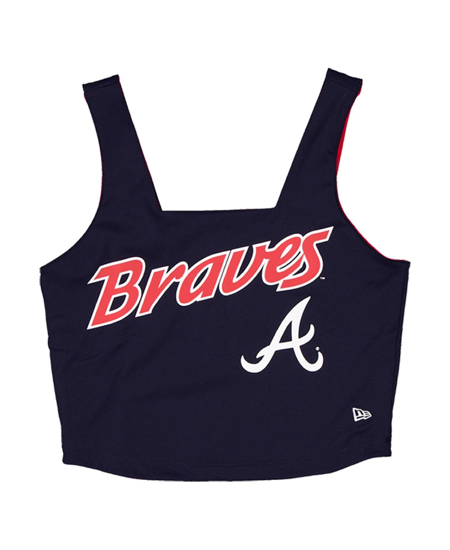 Женский топ New Era Navy Atlanta Braves Reversible Cropped Sport Classics — фото 1