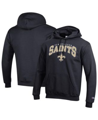 Men's Black New Orleans Saints Powerblend Arch over Logo Hoodie