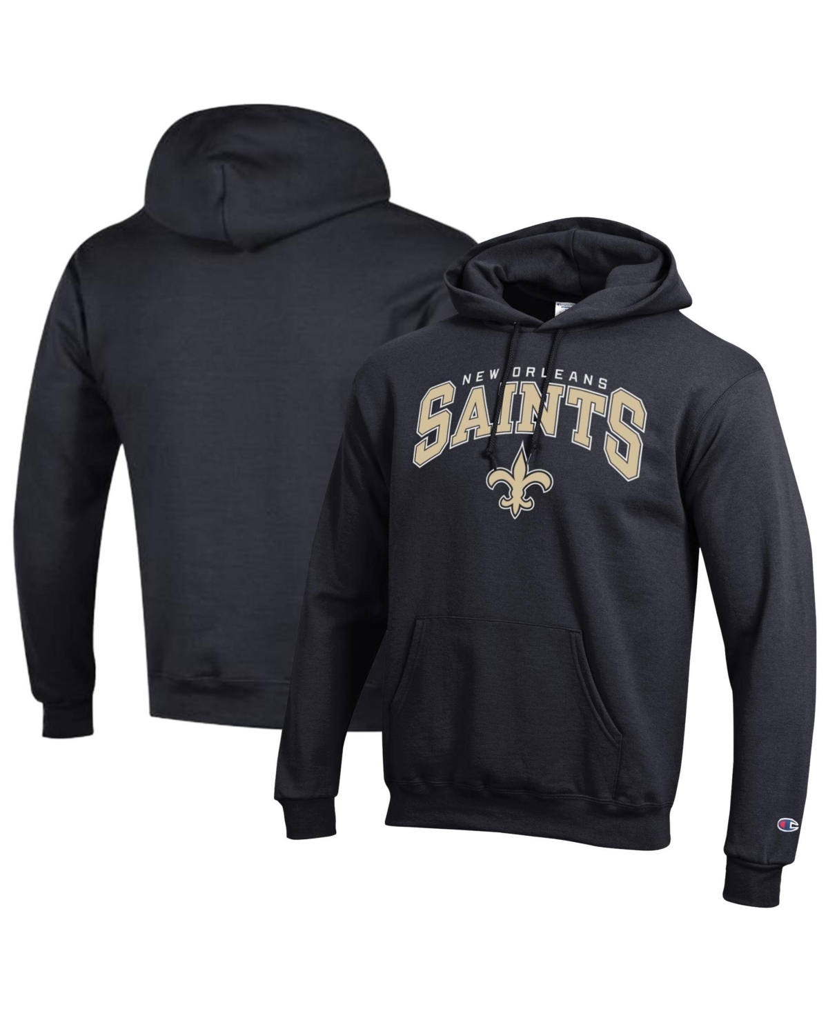 Men's Champion Black New Orleans Saints Powerblend Arch over Logo Hoodie