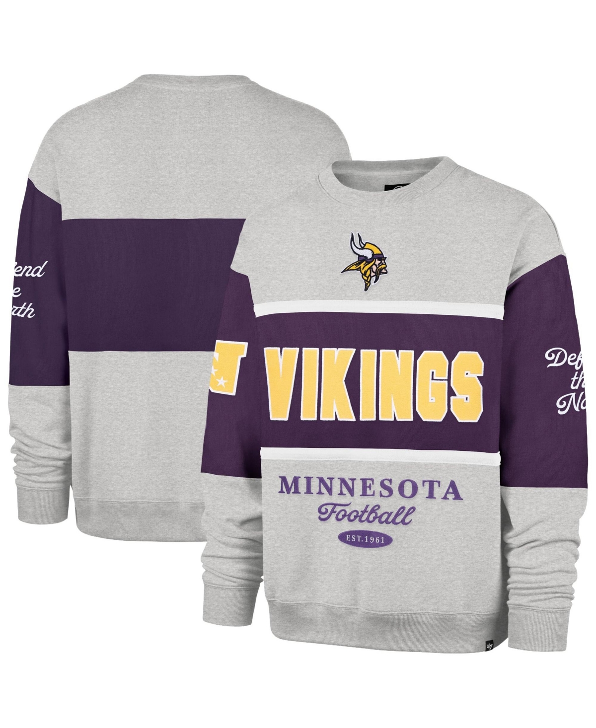 '47 Brand Men's Minnesota Vikings Oversized Graphic Crewneck Sweatshirt - Purple