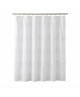 72-Inch Chenille Shower Curtain with Cotton Stripe Pattern