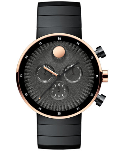 Movado Men's Swiss Chronograph Edge Black Stainless Steel Bracelet Watch 42mm 3680027