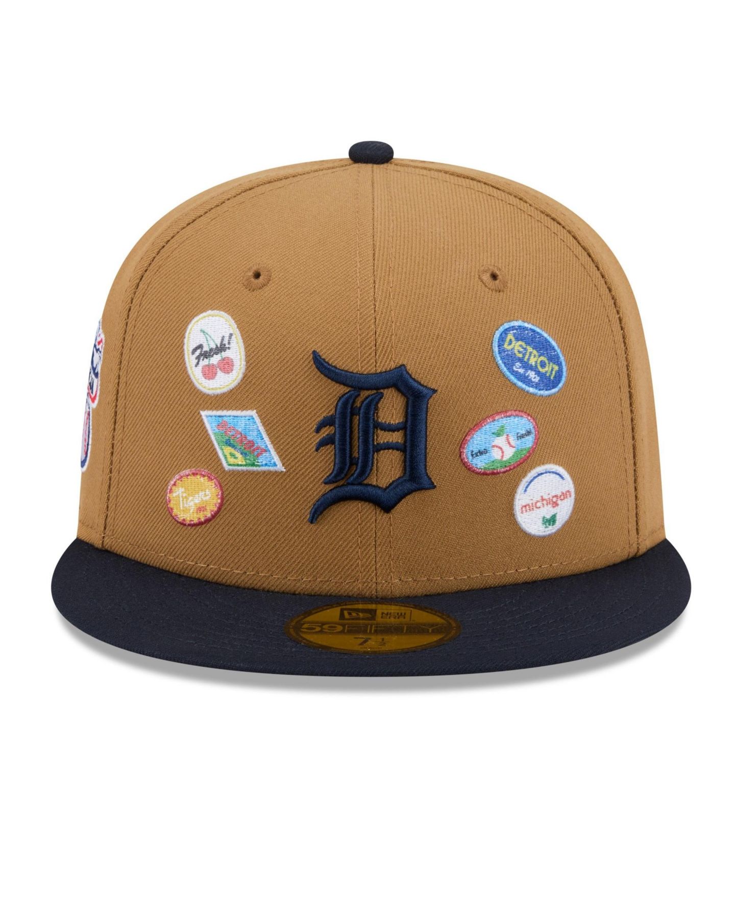 Мужская кепка New Era Tan Detroit Tigers Fruit Sticker 59FIFTY Fitted Hat — фото 2