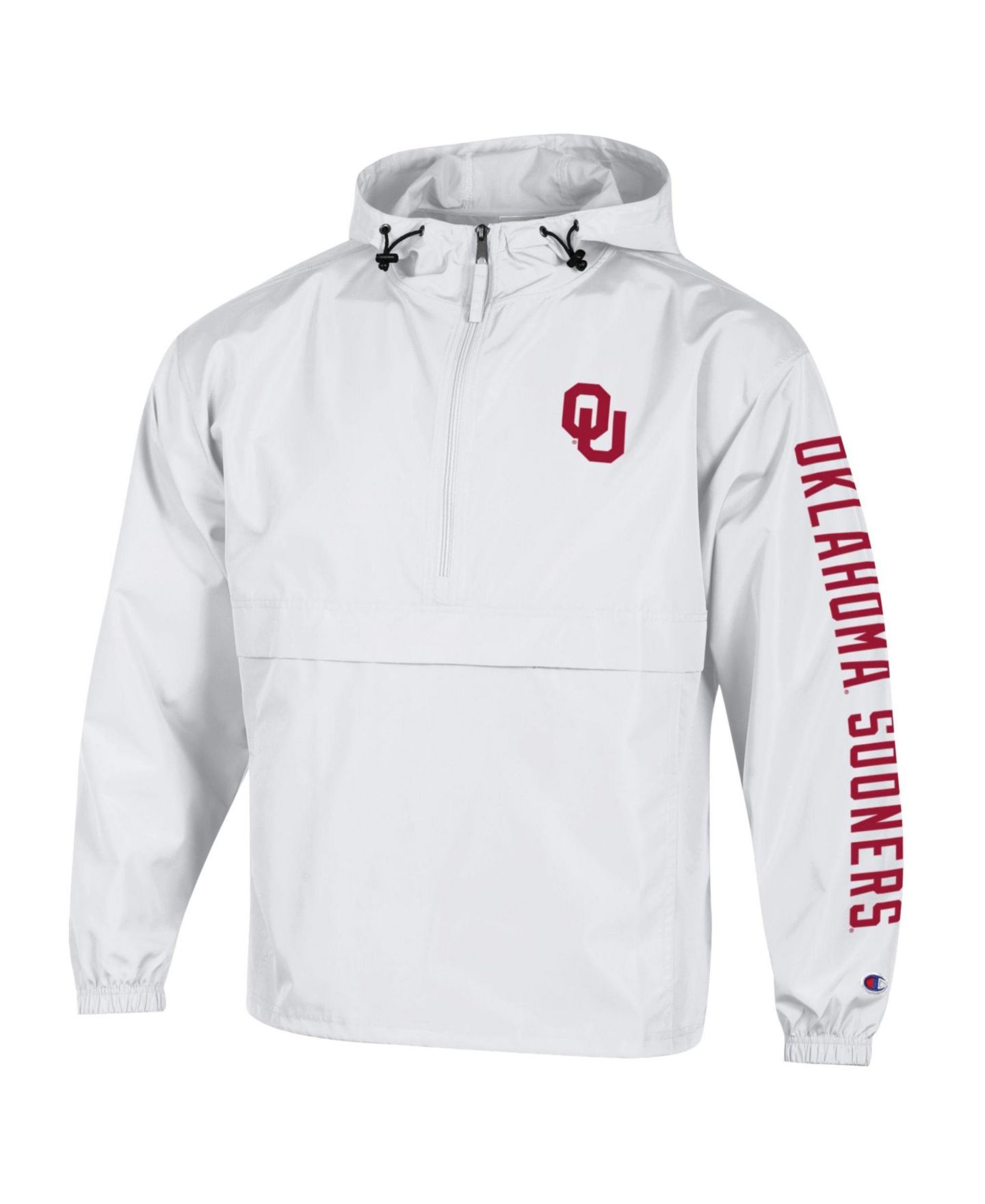 Мужская куртка Champion White Oklahoma Sooners Cloud Packable Half-Zip Hooded — фото 2