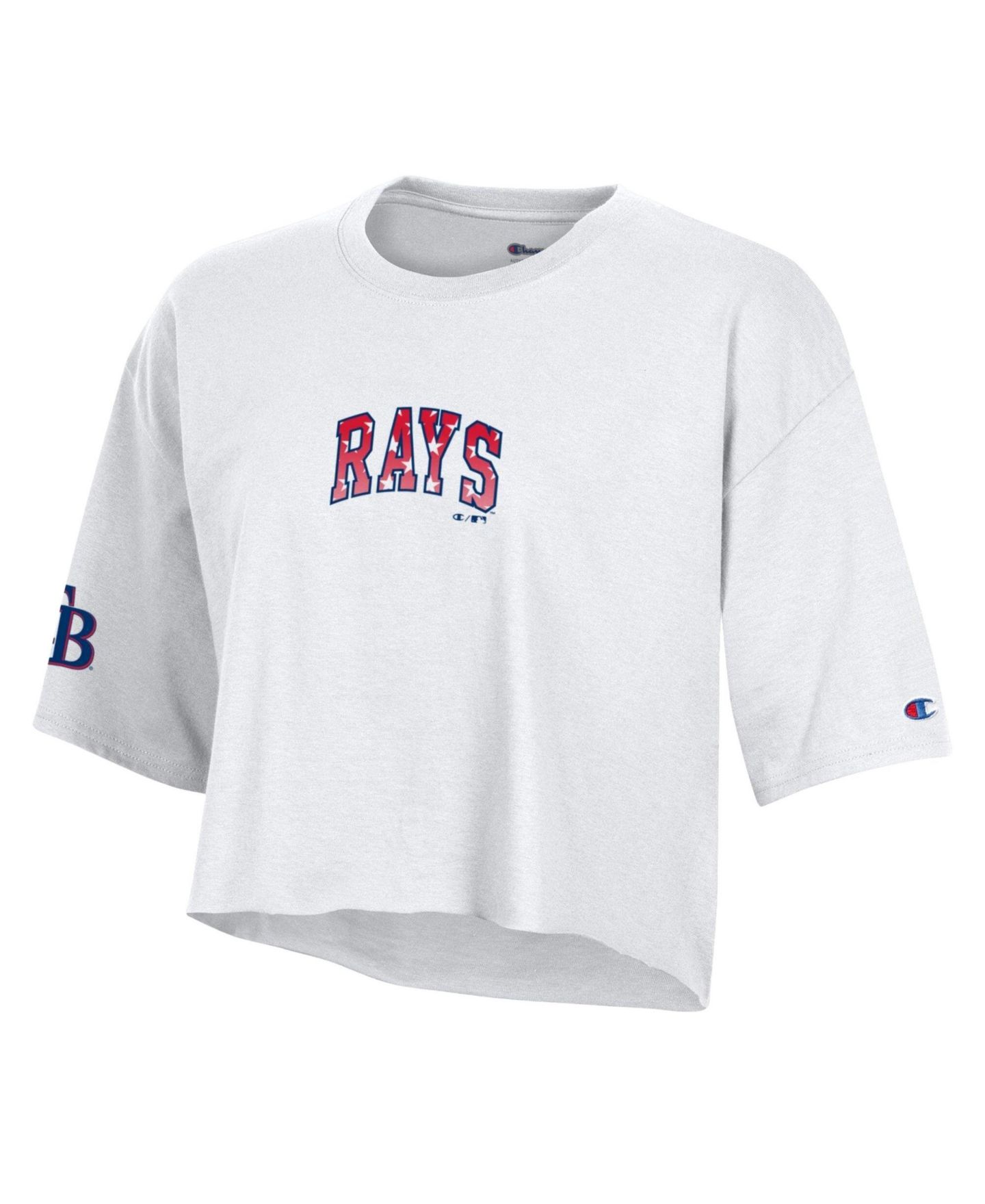 Женская футболка Champion White Tampa Bay Rays Boyfriend Cropped Americana — фото 2