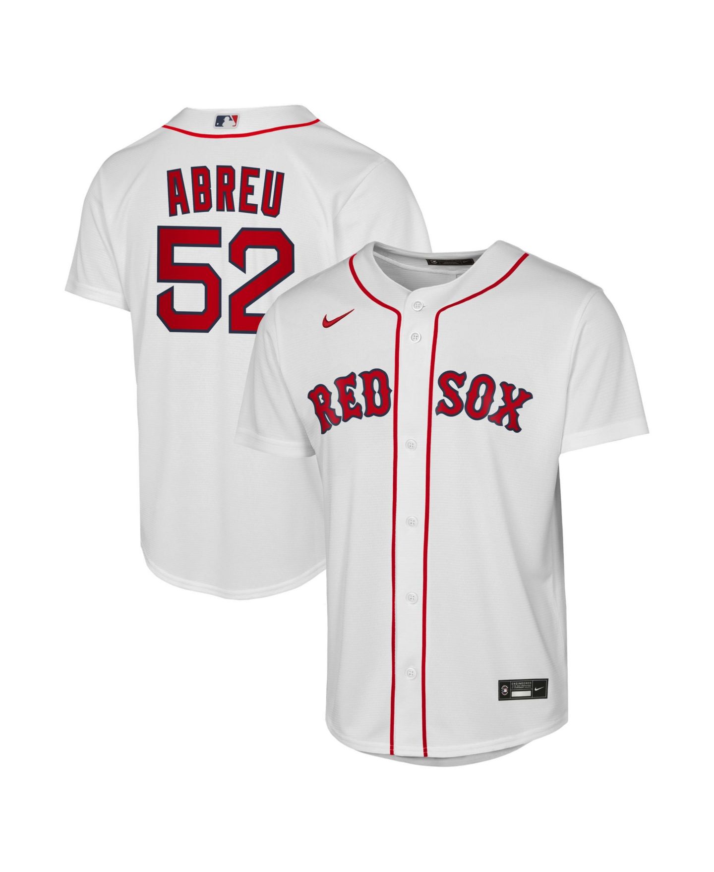 Детский топ Nike Wilyer Abreu White Boston Red Sox Home Replica Jersey — фото 1