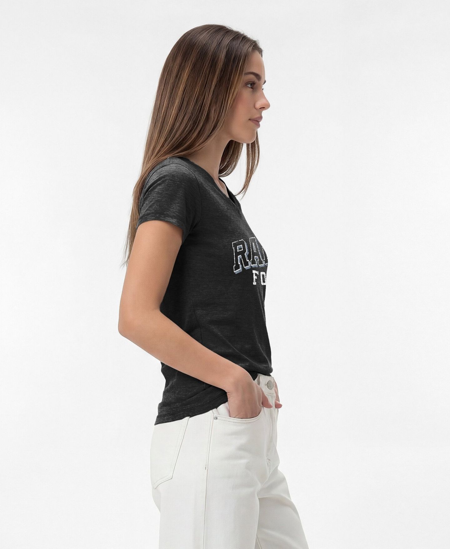 Женская футболка Champion Black Las Vegas Raiders Triumph Tri-Blend V-Neck — фото 4