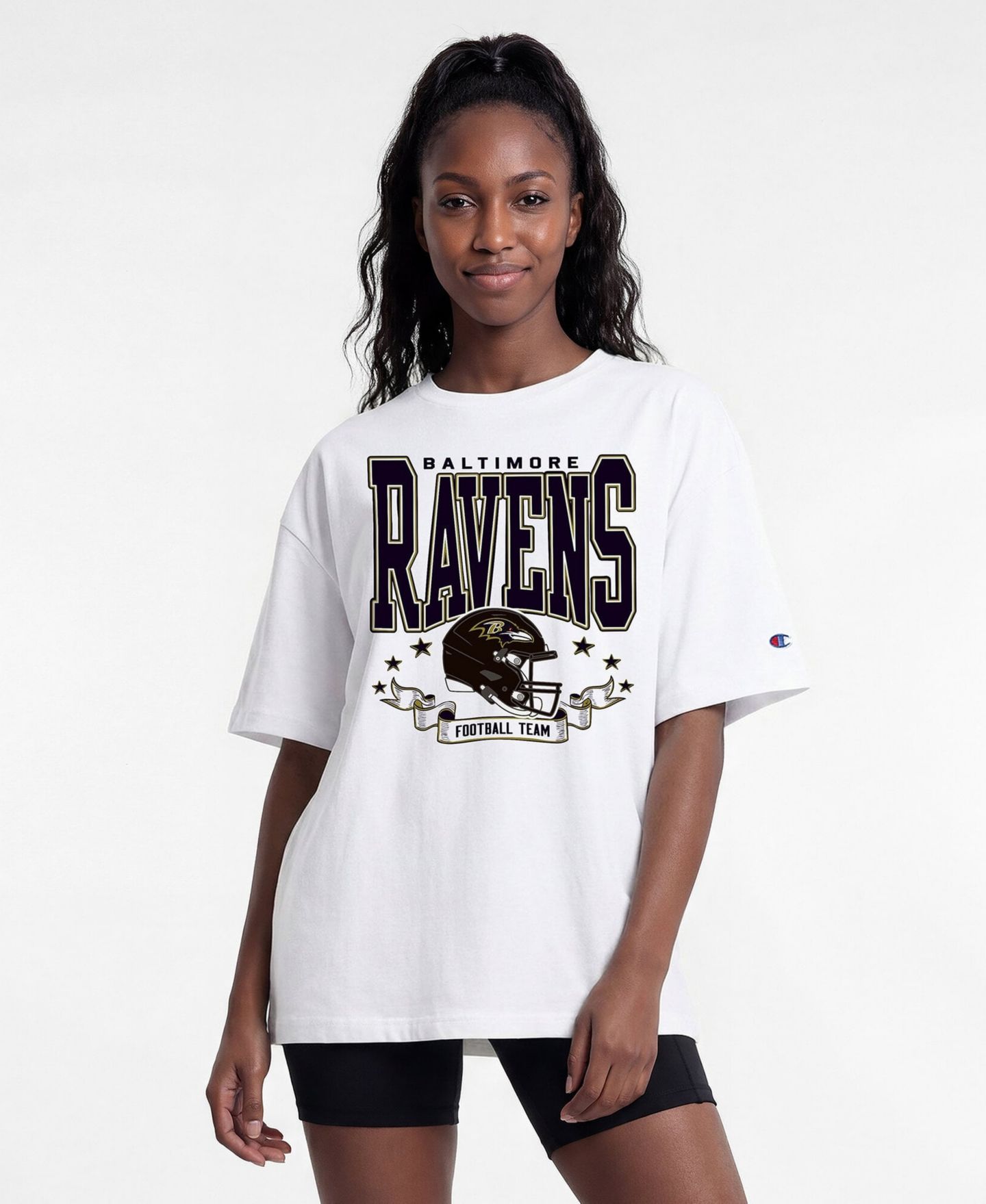 Женская футболка Champion White Baltimore Ravens Oversized — фото 1