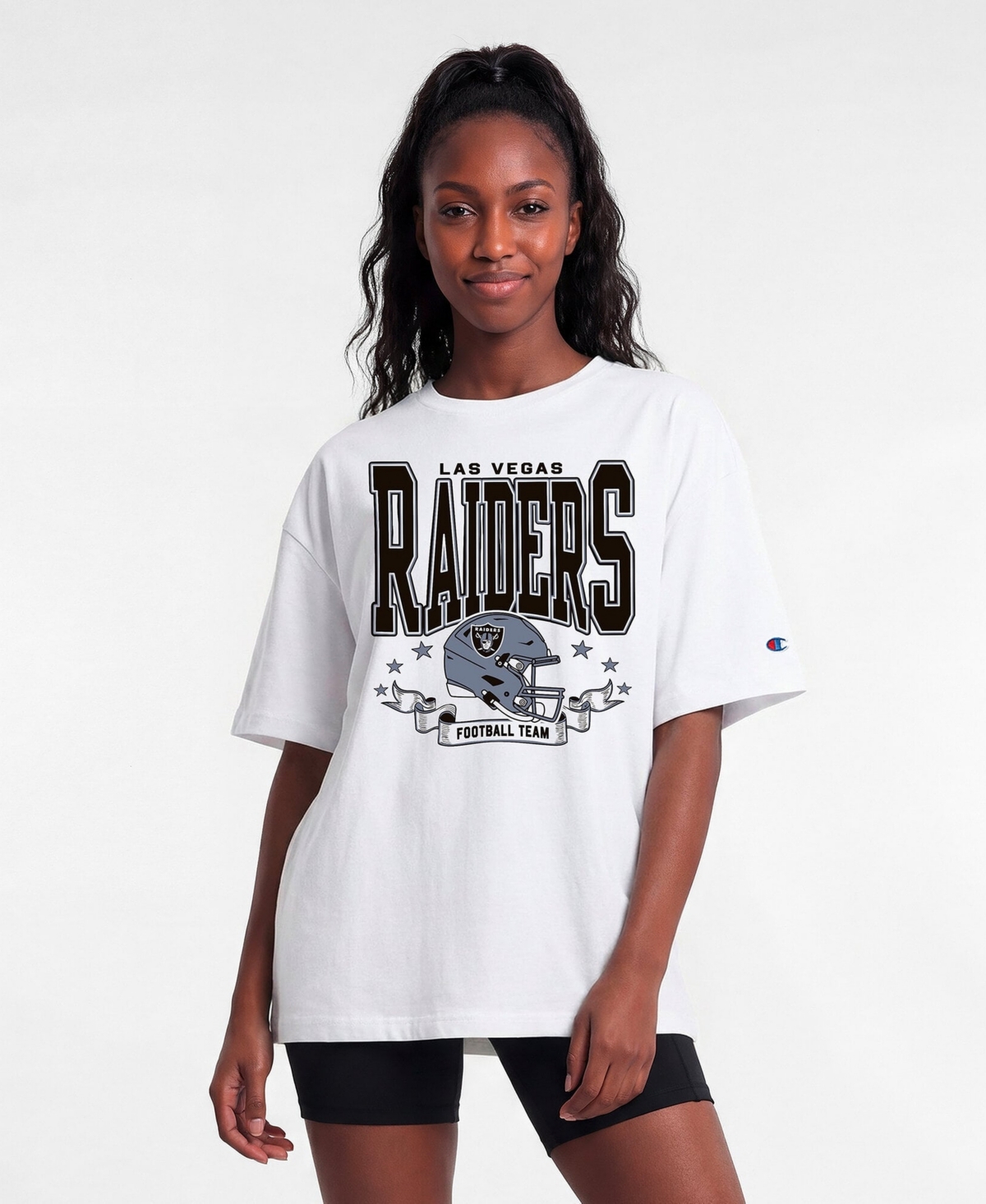Champion Women's Las Vegas Raiders Screen-Print Oversized Graphic Tee