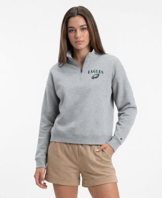Women's  Heather Gray Philadelphia Eagles Powerblend Quarter-Zip Sweatshirt