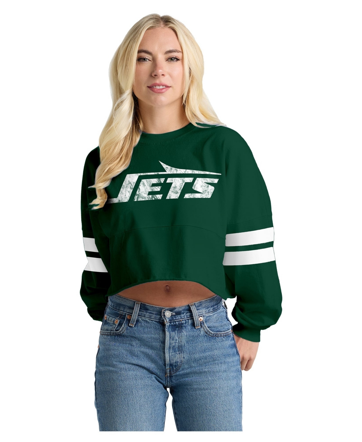 Spirit Jersey Women's Oversized Long-Sleeve Cropped T-Shirt
