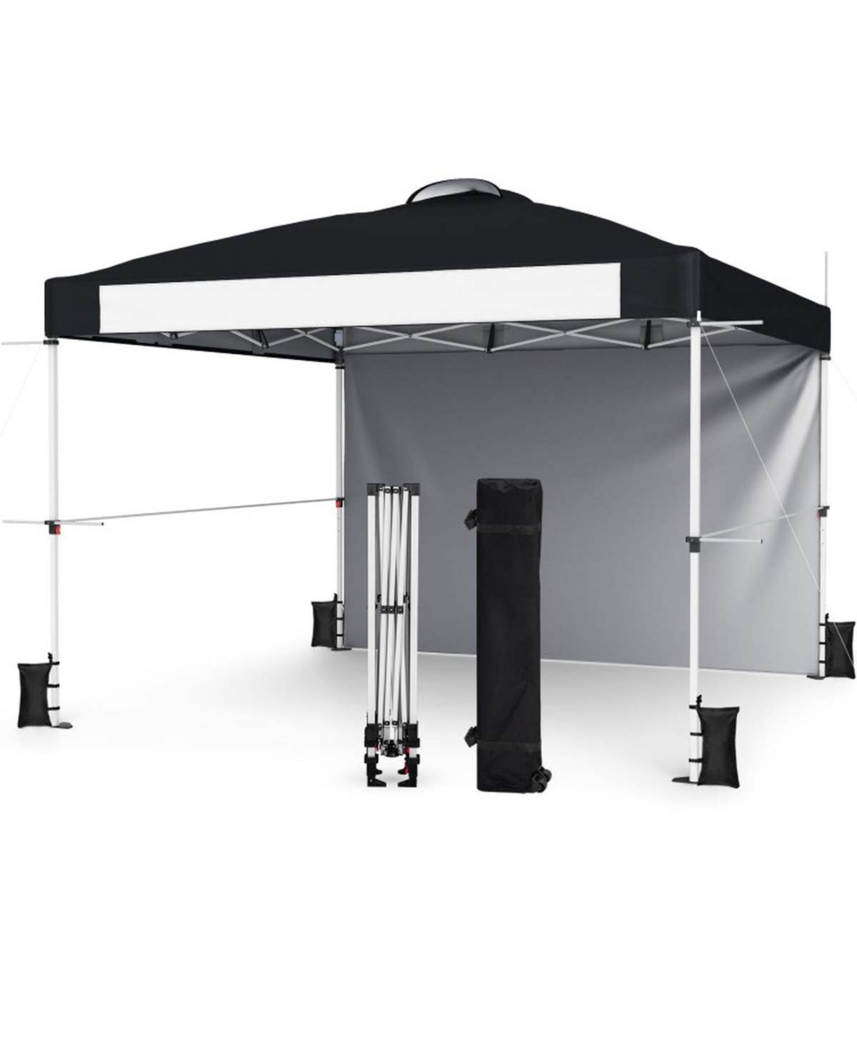 Sugift 10 x 10 Feet Pop-Up Canopy with Roller Bag and Banner Strip - Black