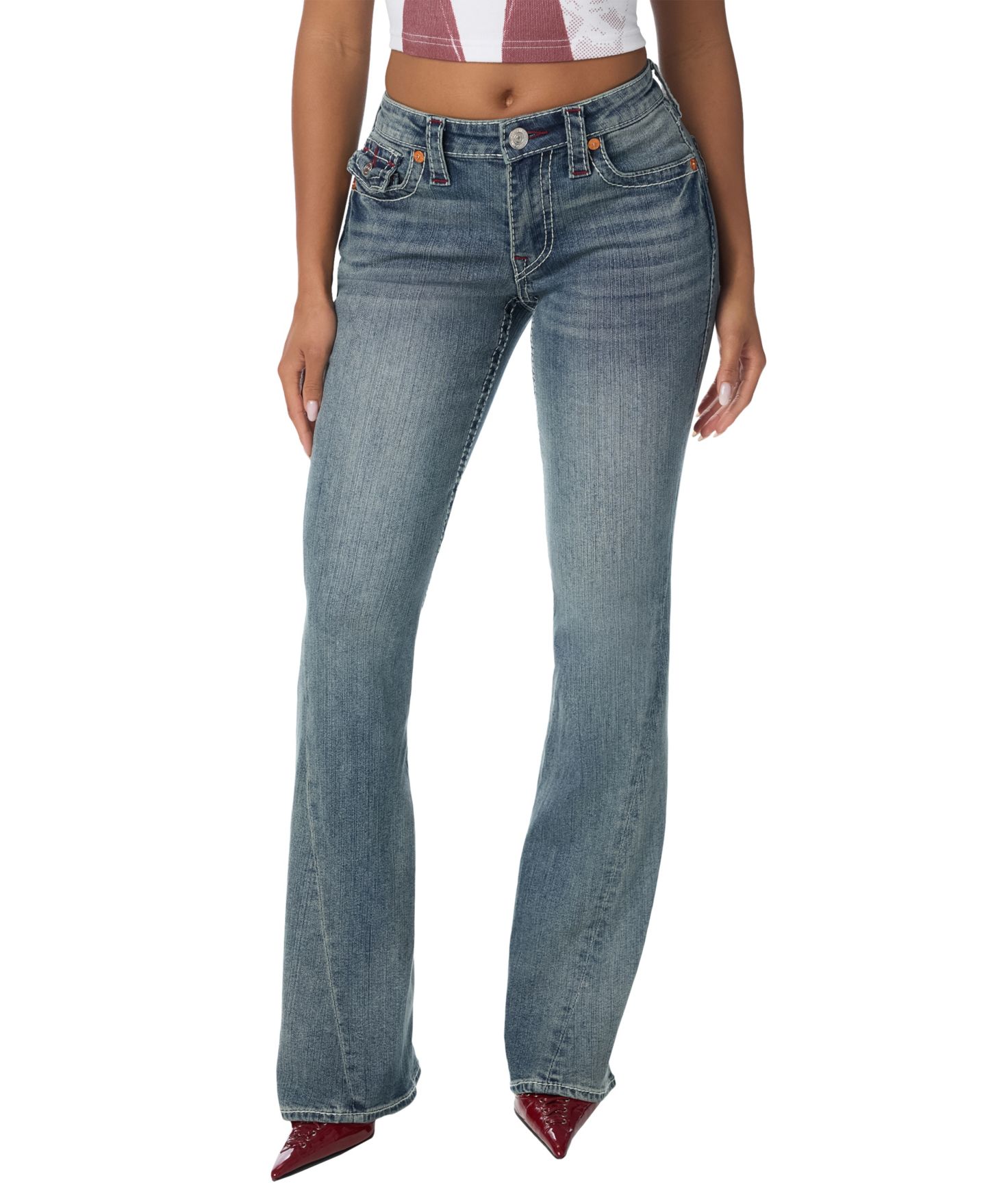 Женские джинсы True Religion Joey Mid-Rise Flare, цвет: Soft Hustle — фото 1