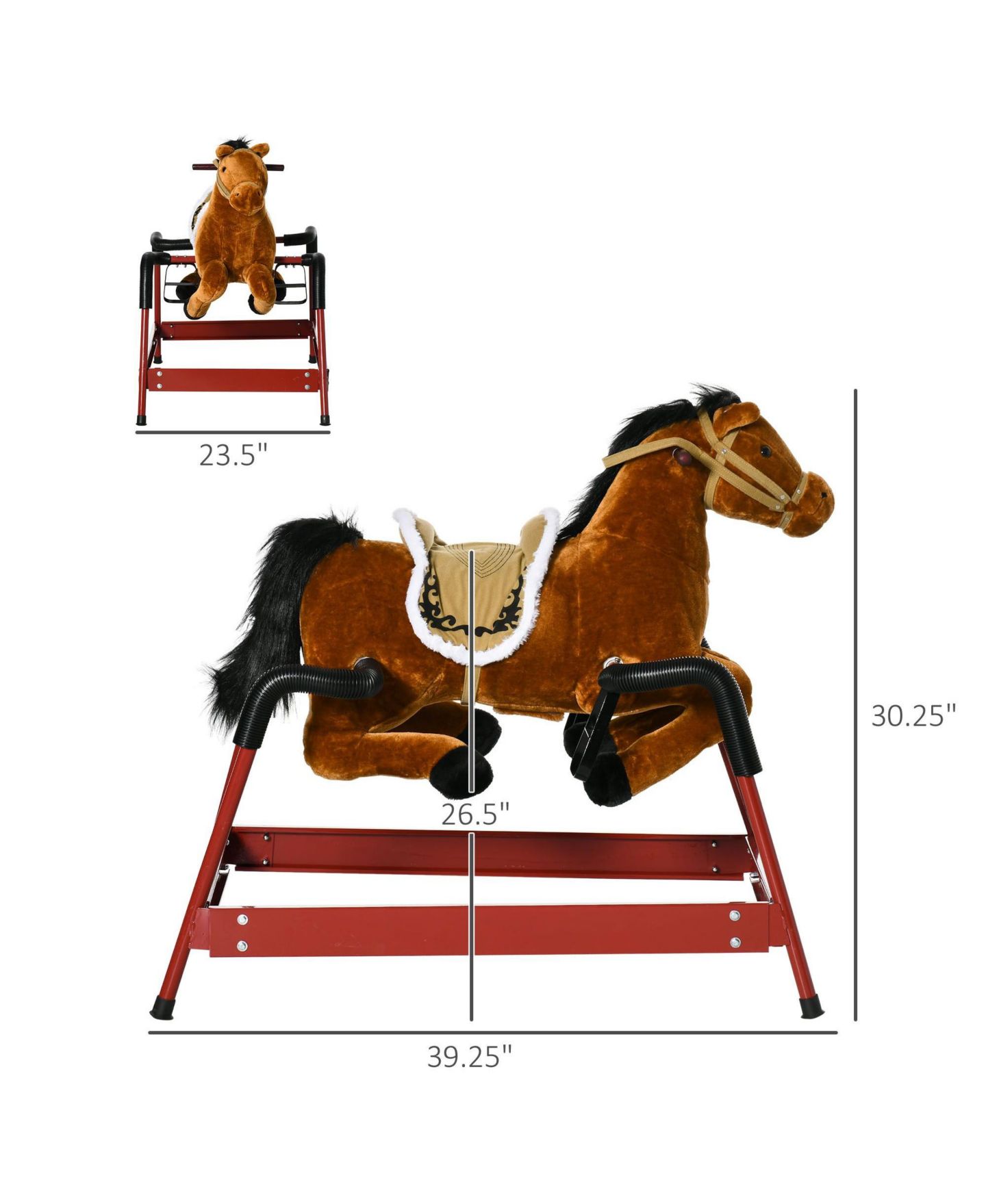 Детская игрушка SEVORLEY Rocking Ride-On Toy with Animal Sounds, Ages 5-12, цвет: Коричневый — фото 4