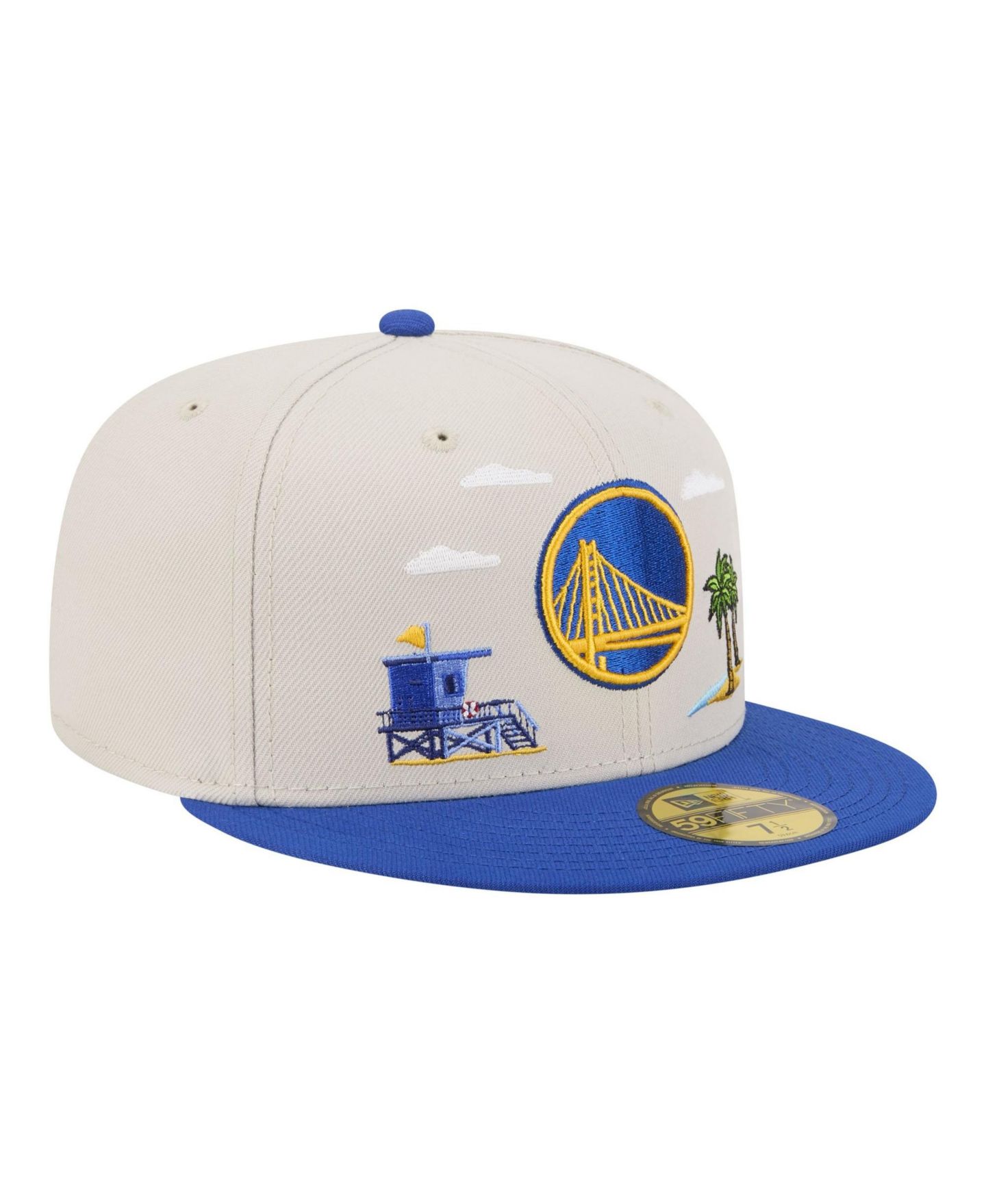 Мужская кепка New Era Tan/Royal Golden State Warriors Localized City Icon 59FIFTY Fitted Hat — фото 3