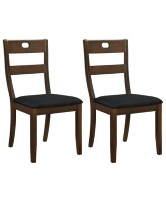 Set of 2 Wooden Dining Chairs with Padded Seats Rubber Wood Frame for Dining Room