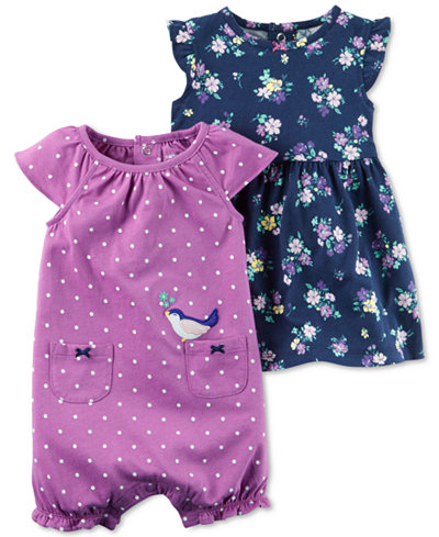 Carter's 2-Pc. Floral-Print Dress & Dot-Print Romper Set, Baby Girls (0-24 months)