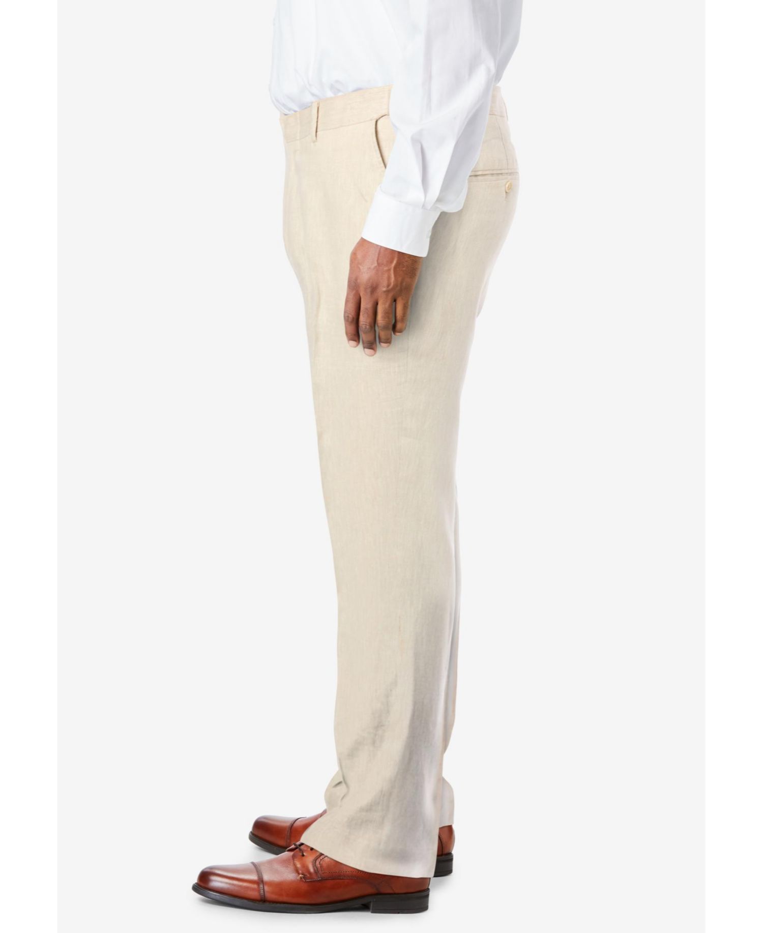 Men's Linen Blend Plain Front Dress Pants
