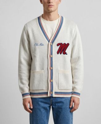 Men's and Women's Natural Ole Miss Rebels Americana Striped Full-Button Cardigan