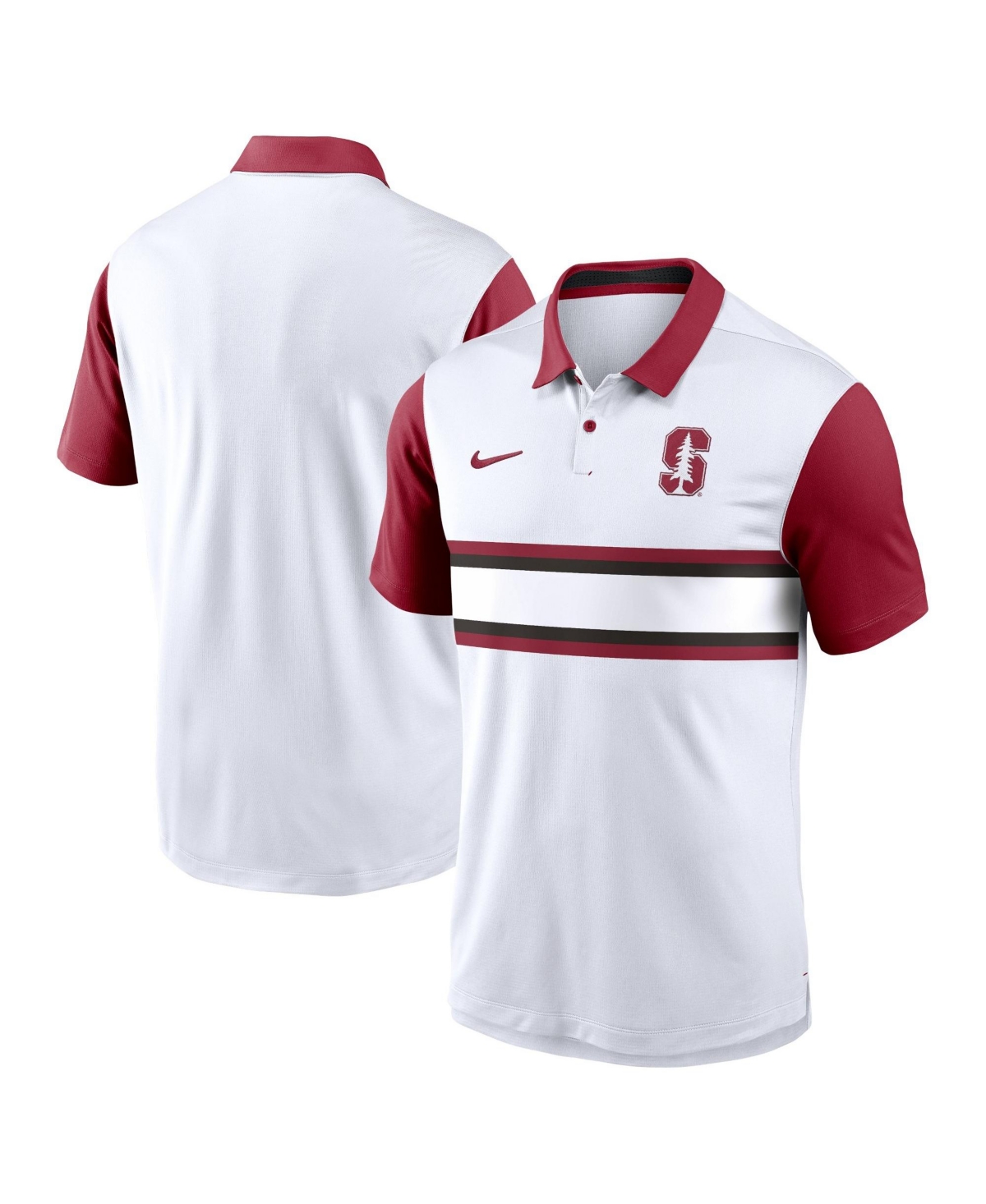 Nike Men's White/Cardinal Stanford Cardinal Primetime Campus Pattern Vapor Dri-fit Polo Shirt