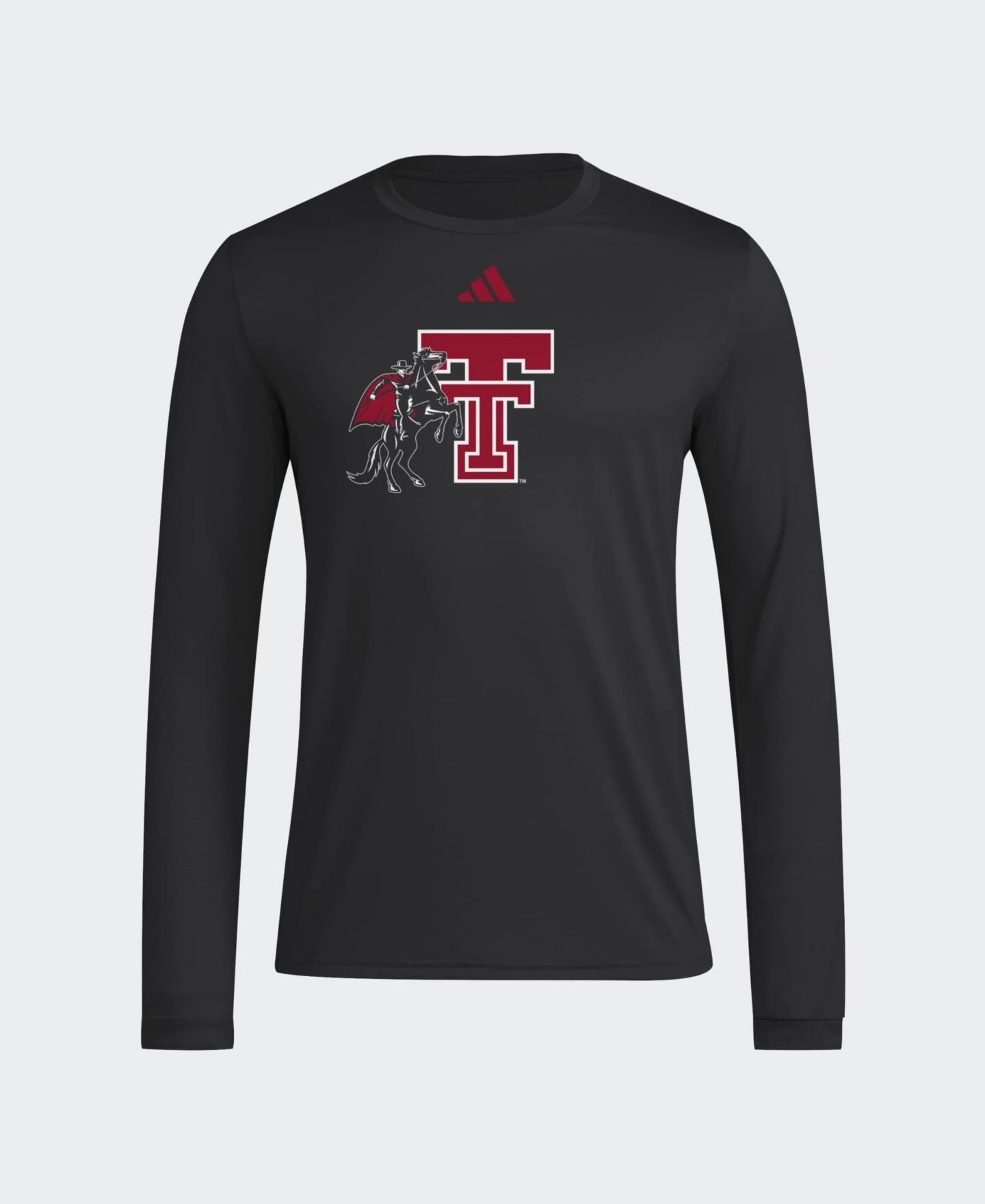 Мужская футболка adidas Black Texas Tech Red Raiders Primary Locker Logo Pre-Game Long Sleeve — фото 1