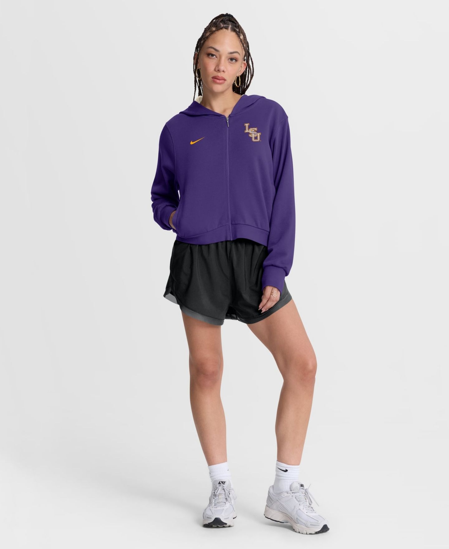 Женское худи Nike Purple LSU Tigers Mantra Cropped Full-Zip — фото 3