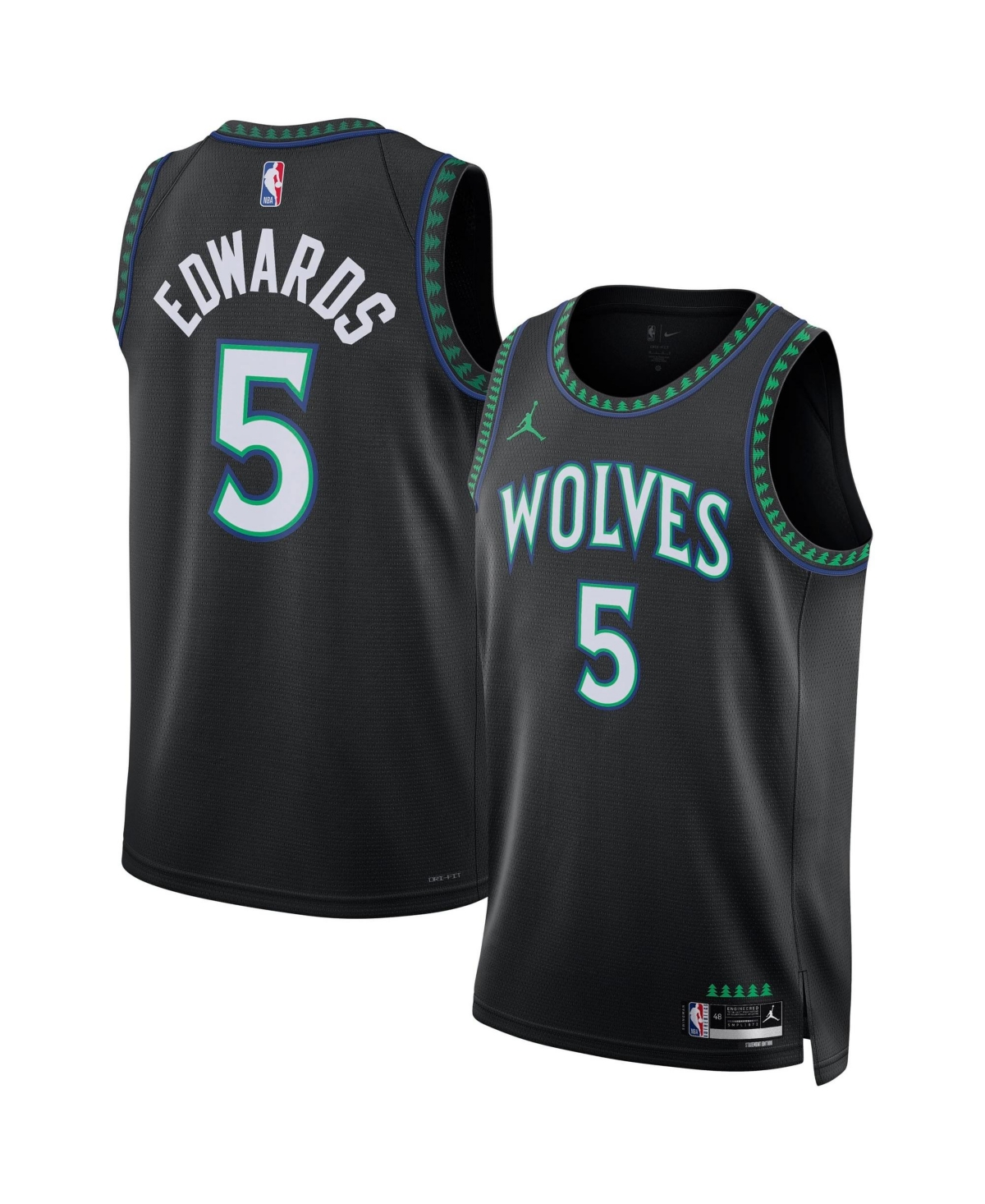Jordan Men's and Women's Anthony Edwards Black Minnesota Timberwolves Swingman Jersey