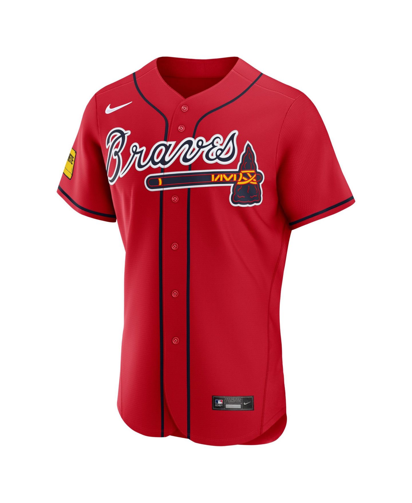 Мужской топ Nike Ronald Acuna Jr. Red Atlanta Braves Alternate Authentic Sponsor Patch Jersey — фото 2