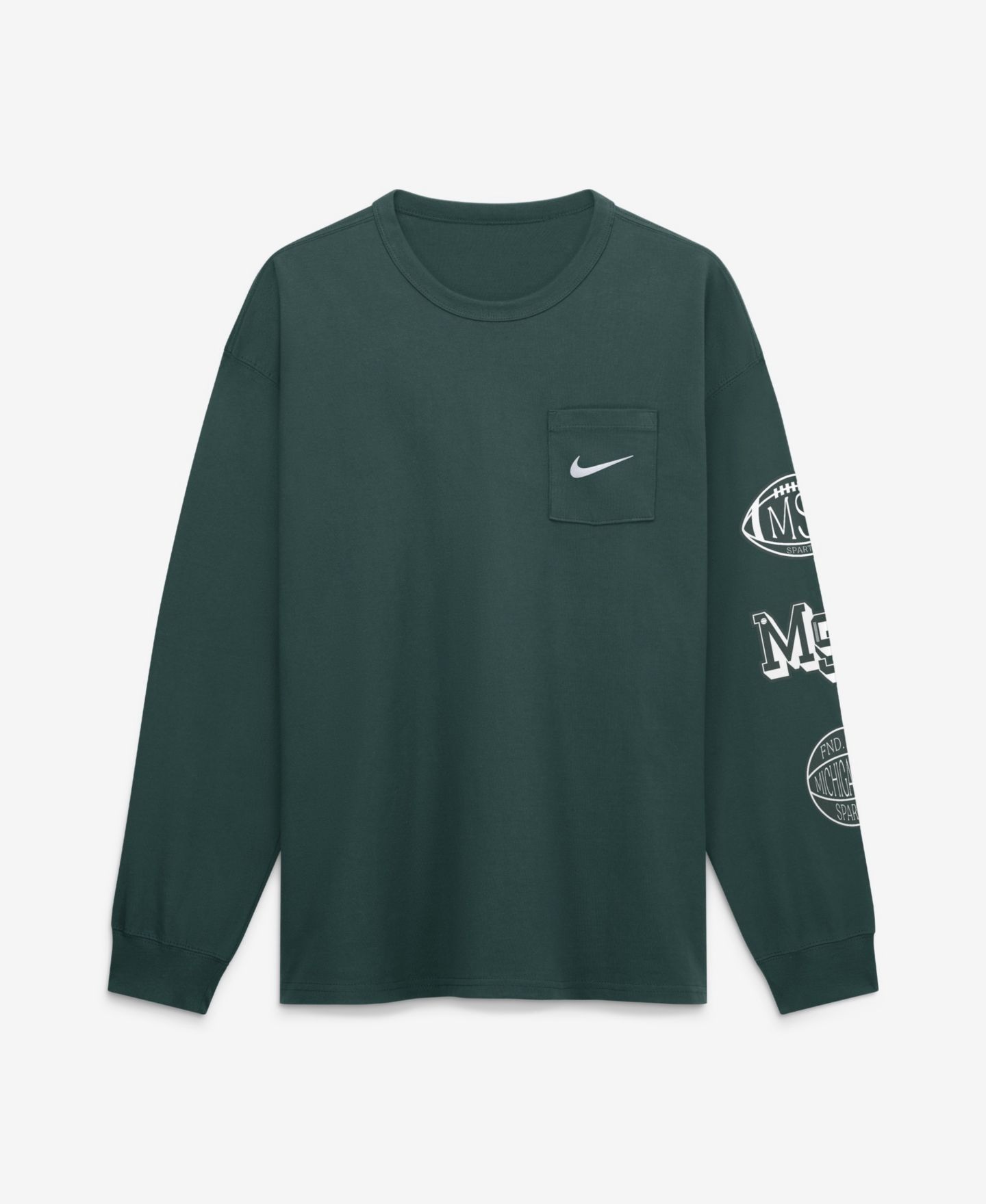 Мужская футболка Nike Green Michigan State Spartans Academic Long Sleeve Pocket — фото 2
