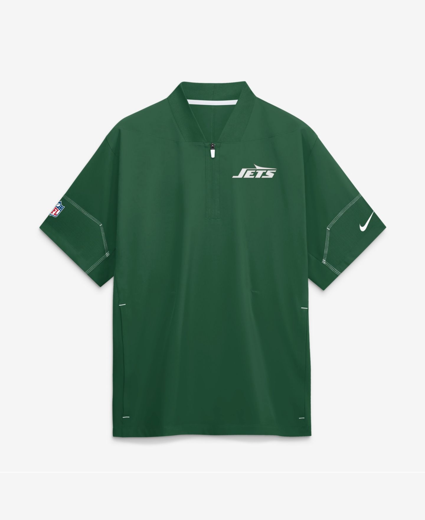 Мужская куртка Nike Green New York Jets Sideline Short Sleeve Quarter-Zip Coaches — фото 1