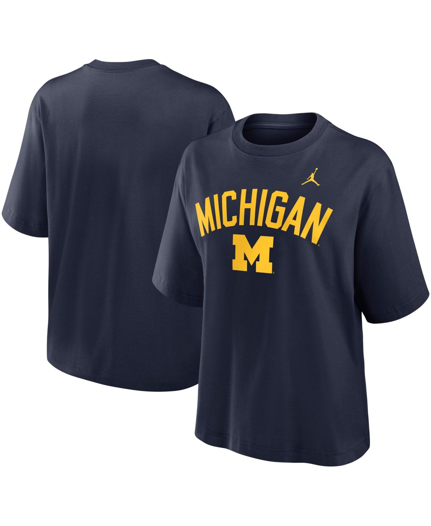 Женская футболка Jordan Navy Michigan Wolverines Arch Logo Boxy — фото 3