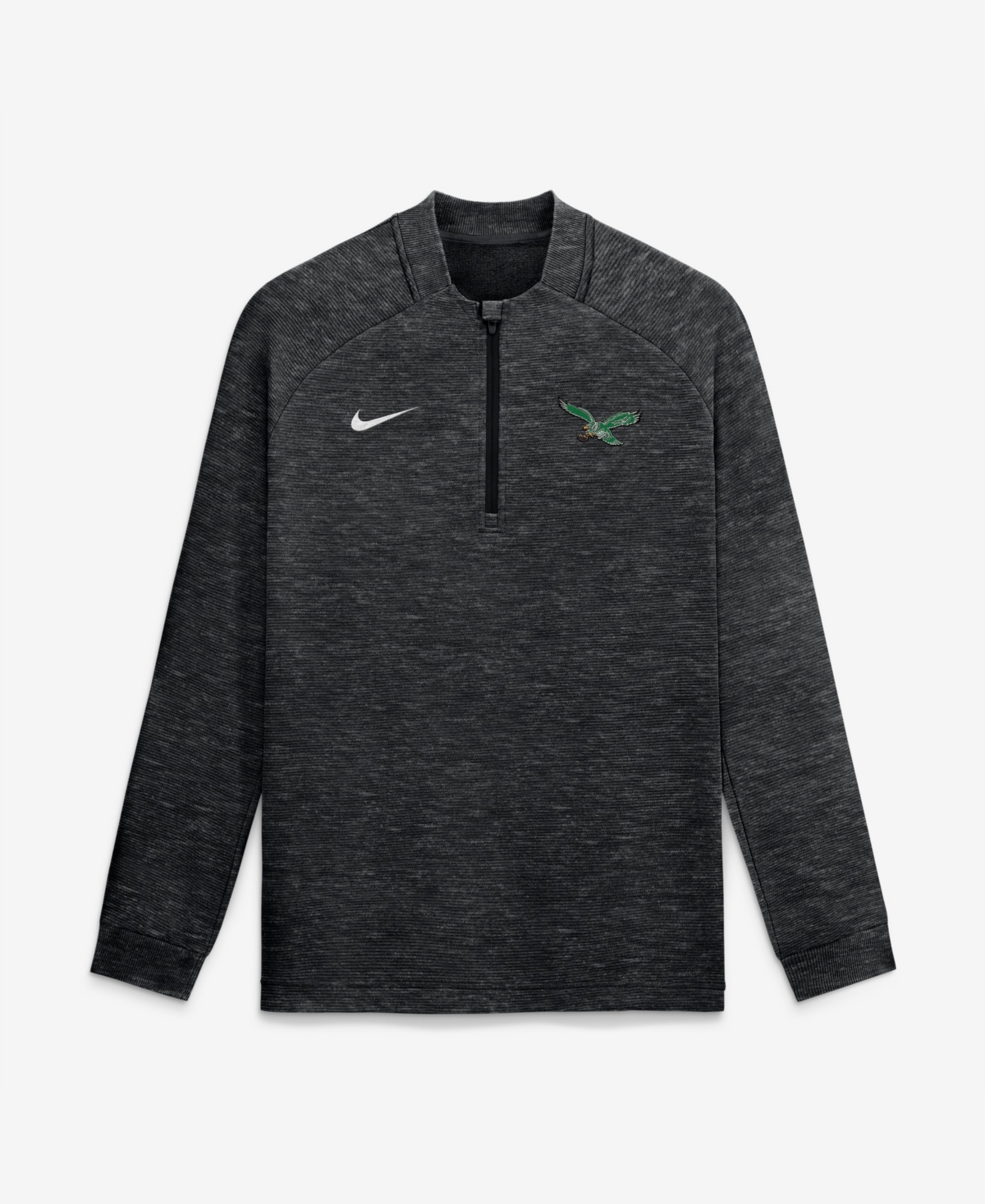 Nike Men's Heather Black Philadelphia Eagles Par Raglan Tri-Blend Therma-fit Half-Zip Pullover