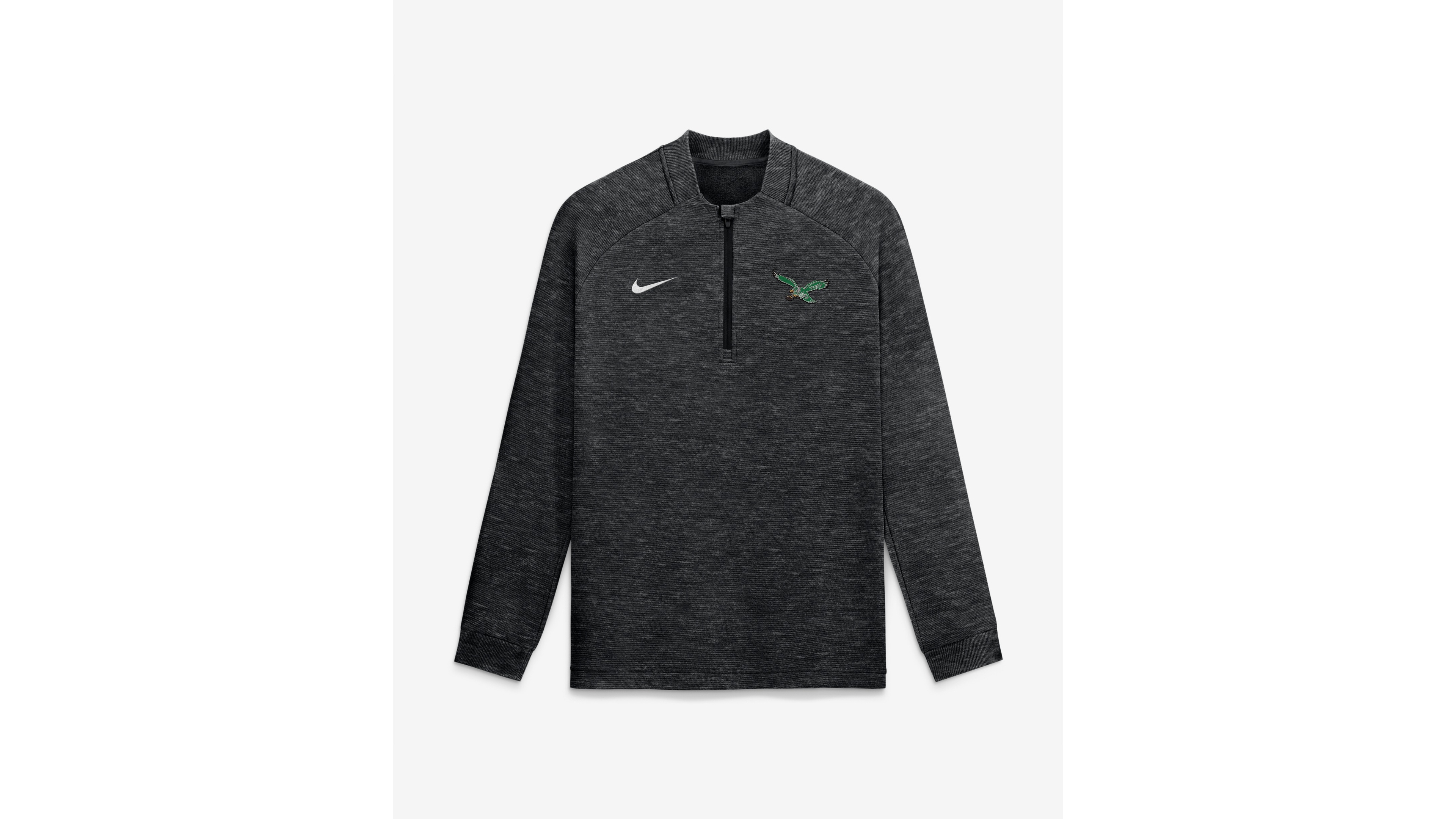 Nike Men's Heather Black Philadelphia Eagles Par Raglan Tri-Blend Therma-fit Half-Zip Pullover