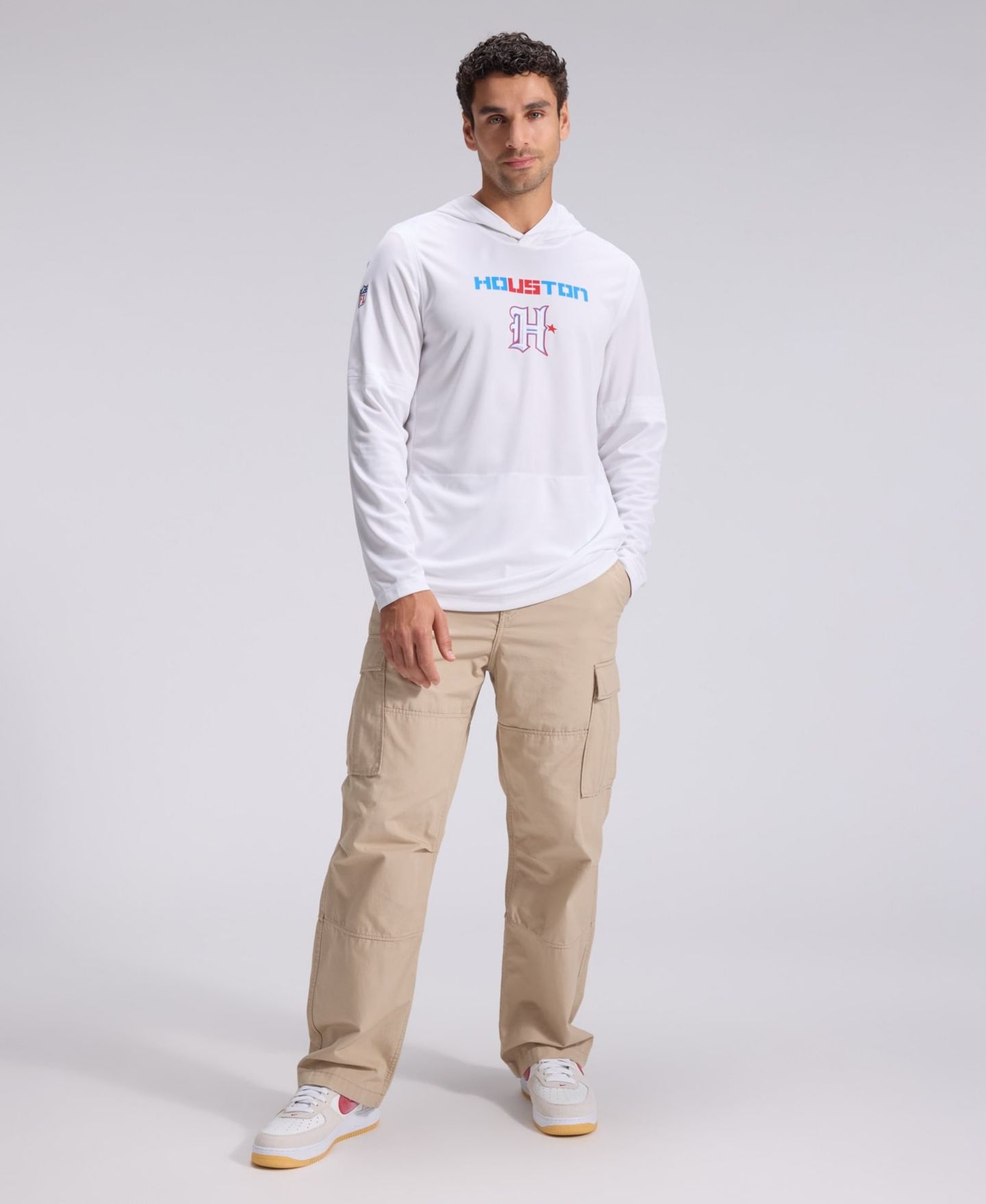 Мужской топ Nike White Houston Texans 2026 Rivalries Collection Sideline Lightweight Hooded Long Sleeve — фото 3