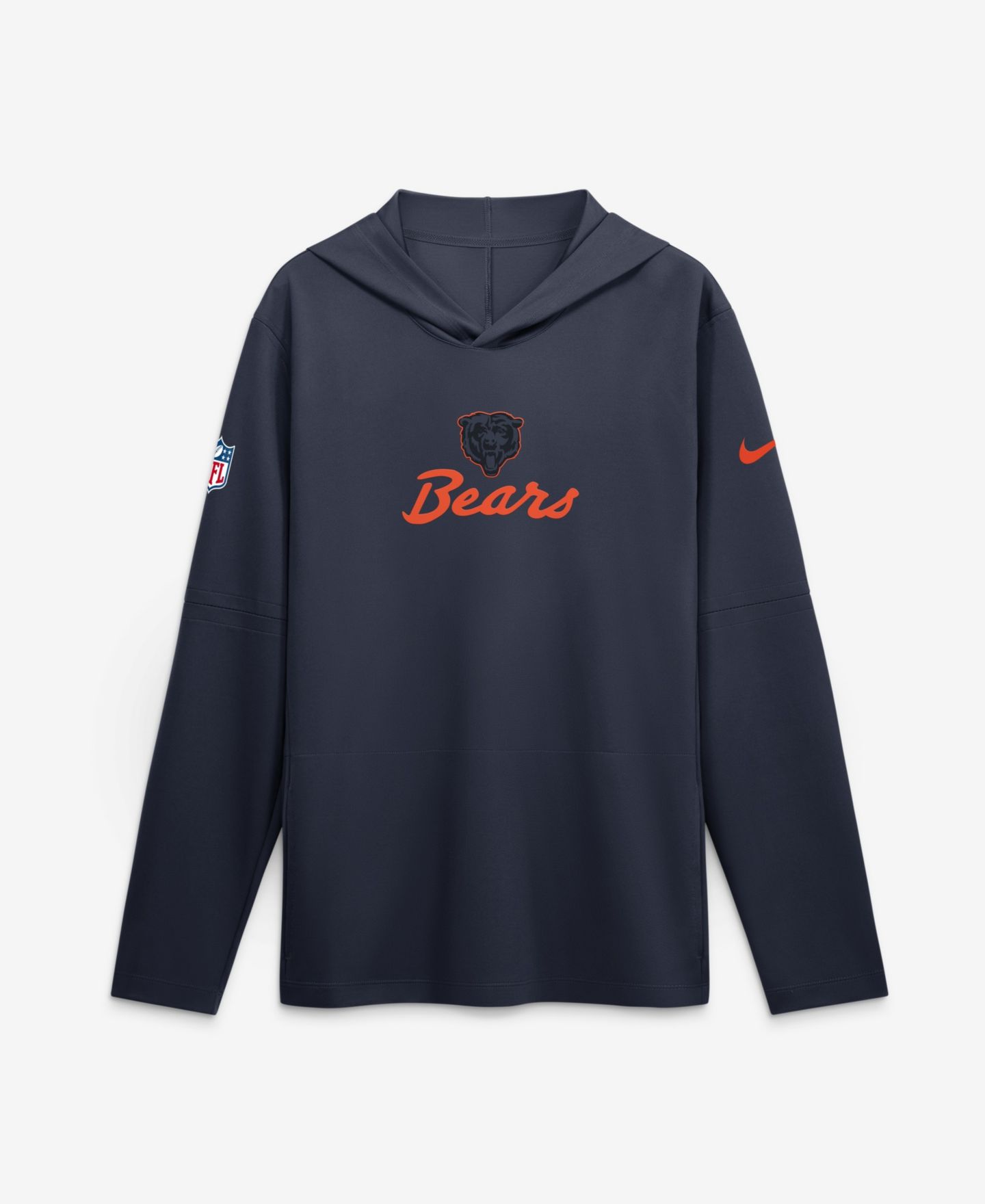 Мужской топ Nike Navy Chicago Bears 2026 Rivalries Collection Sideline Lightweight Hooded Long Sleeve Top — фото 1