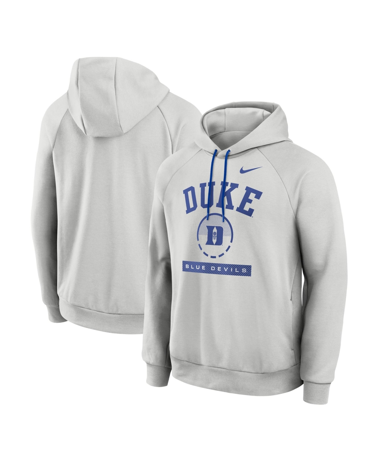 Nike Men's Gray Duke Blue Devils Courtside Practice Dri-fit Raglan Fleece Hoodie