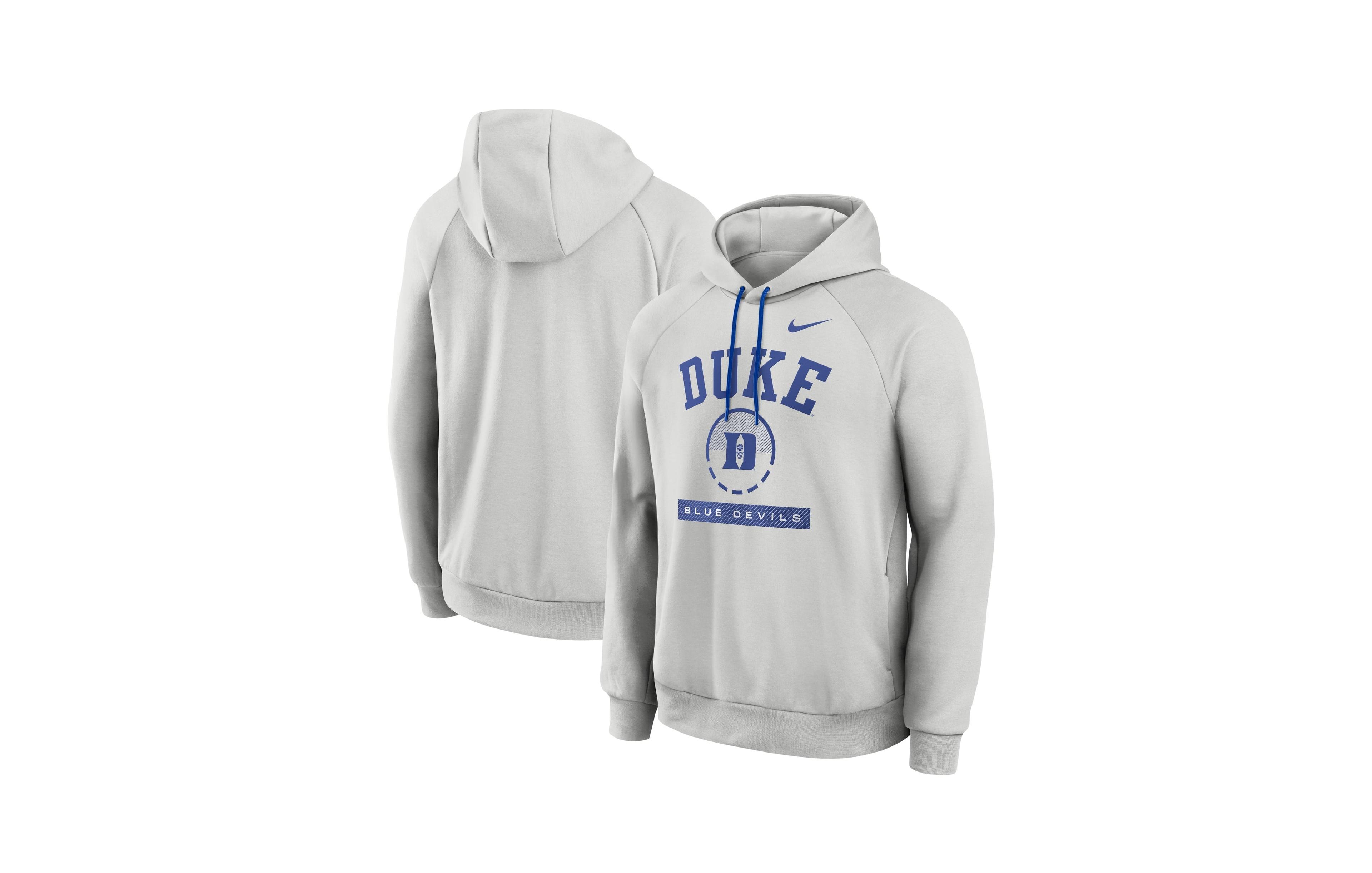 Nike Men's Gray Duke Blue Devils Courtside Practice Dri-fit Raglan Fleece Hoodie