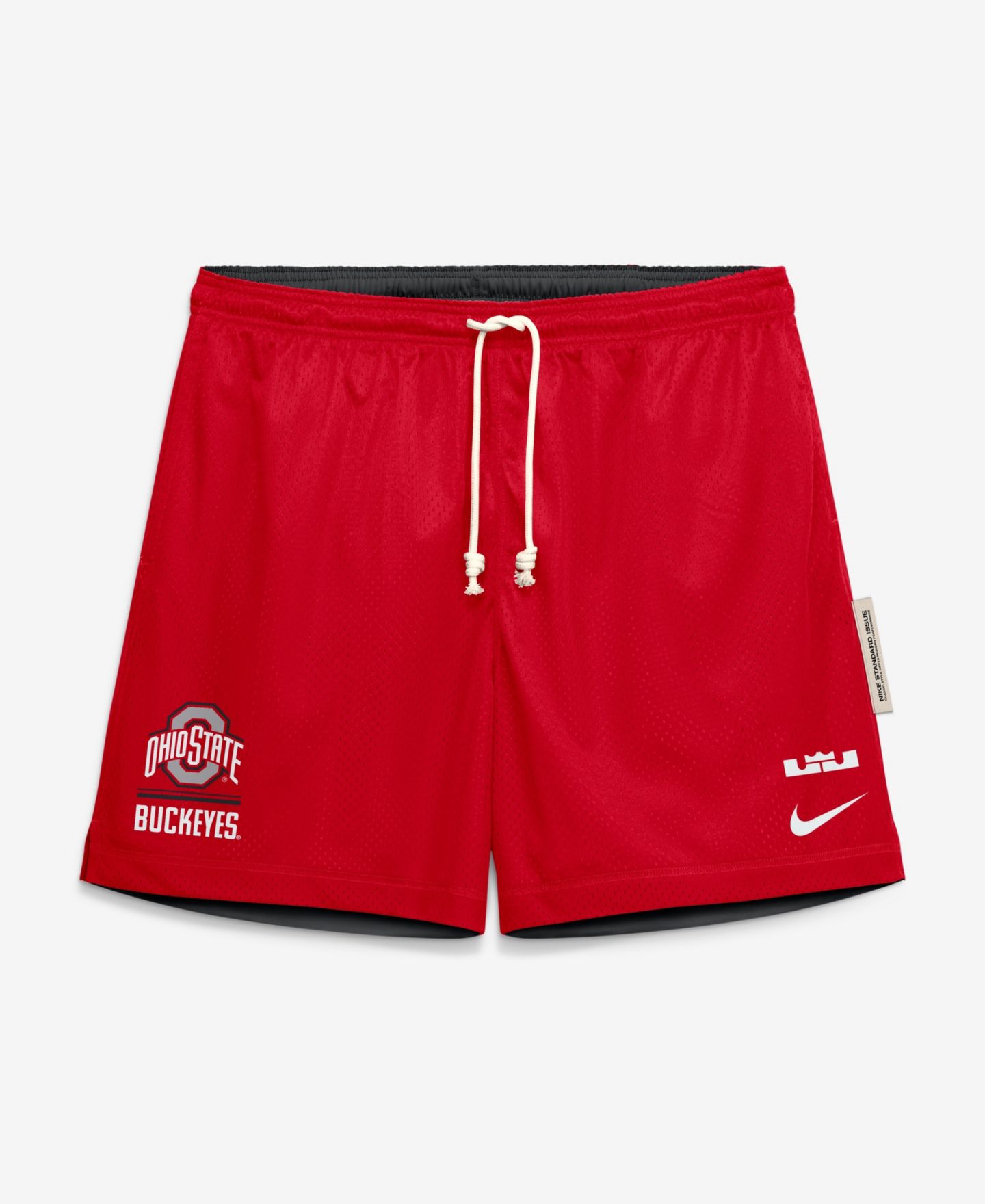 Мужские шорты Nike LeBron James Scarlet/Black Ohio State Buckeyes Courtside Reversible Dri-FIT — фото 2