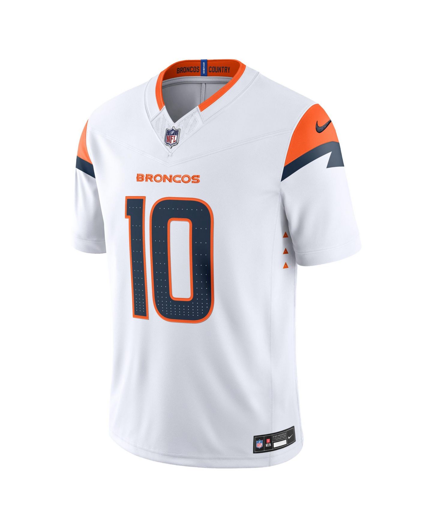 Мужской топ Nike Bo Nix White Denver Broncos Vapor F.U.S.E. Stitched Limited Jersey — фото 2