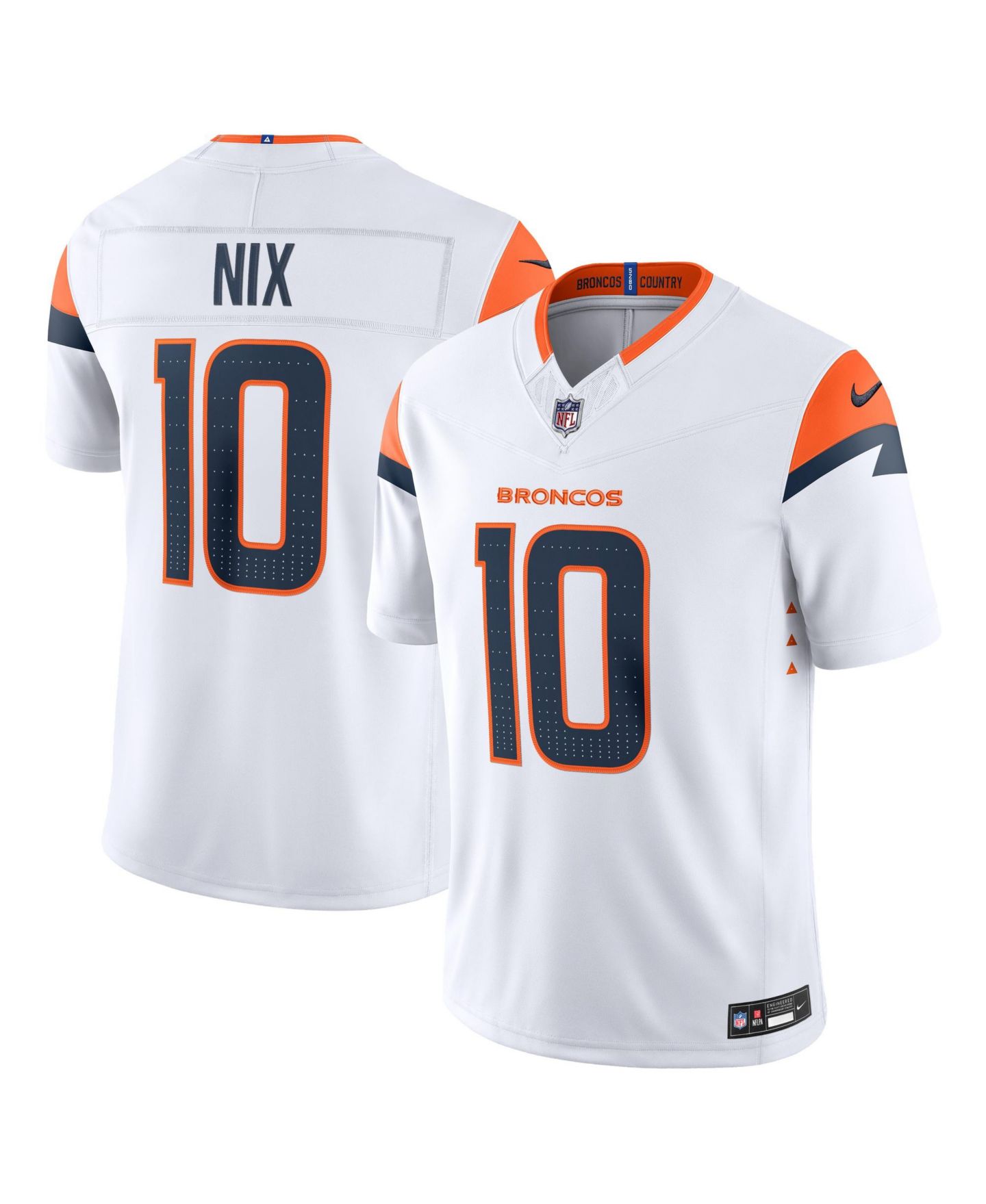 Мужской топ Nike Bo Nix White Denver Broncos Vapor F.U.S.E. Stitched Limited Jersey — фото 1