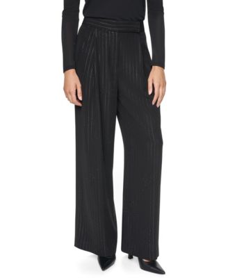 Women's Pinstripe Wide-Leg Trousers