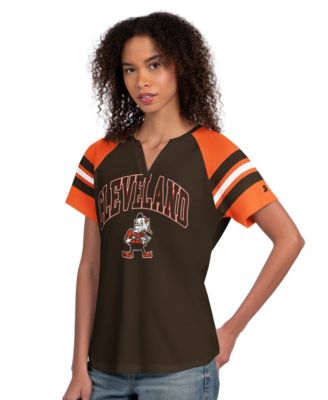 Women's  Brown Cleveland Browns Game On Notch Neck Raglan T-Shirt