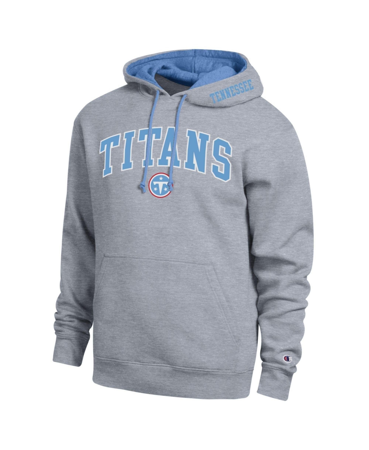 Champion Men's Heather Gray/Light Blue Tennessee Titans Contrast Hoodie - Heather Gray