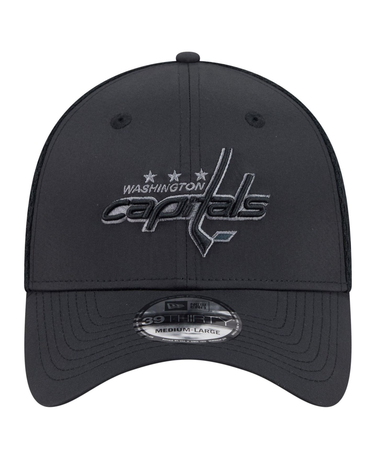 Мужской головной убор New Era Black Washington Capitals Blackout 39THIRTY Stretch Hat — фото 2