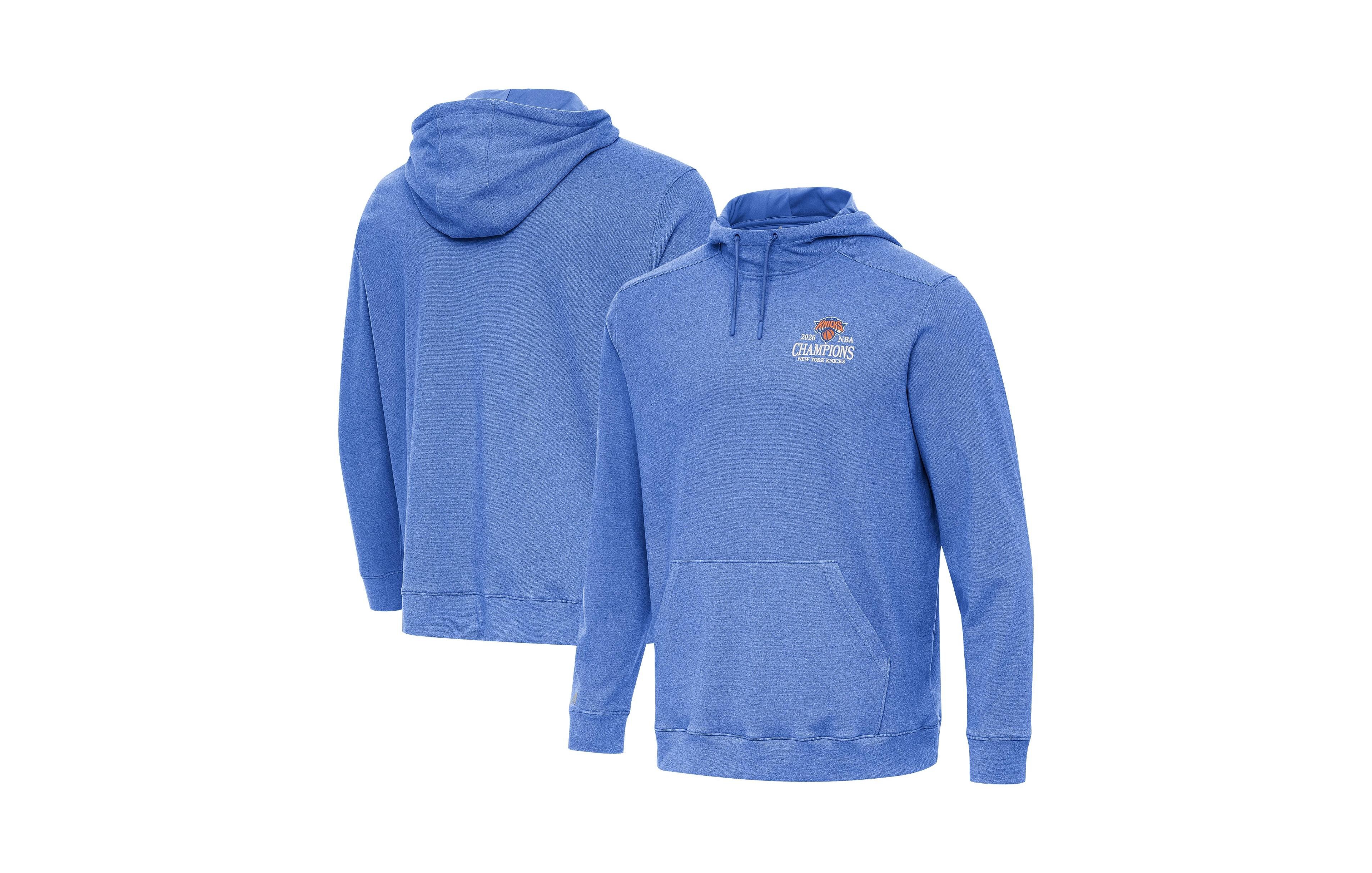 Antigua Men's Heather Blue New York Knicks 2026 Nba Finals Champions Wordmark Cloud Hoodie